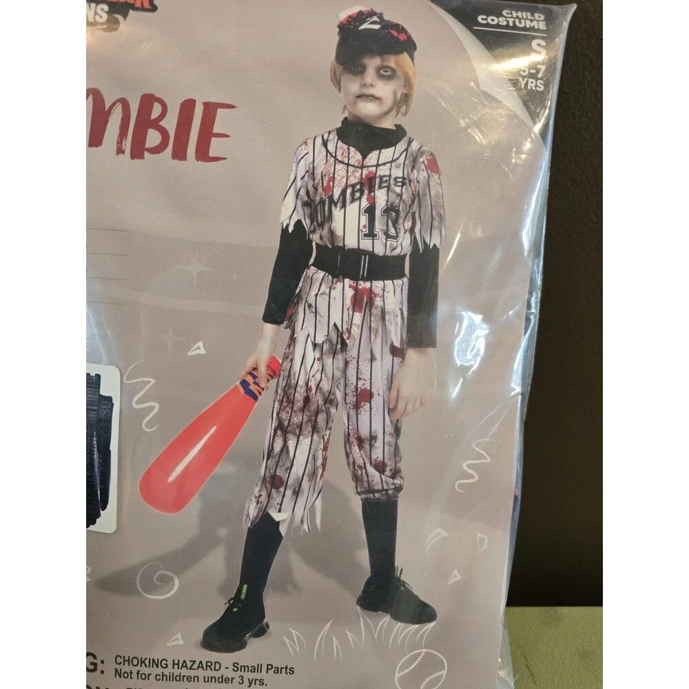 Spooktacular Zombie Baseball Halloween Costume Small 5-7 Years 5 6 7 New C15
